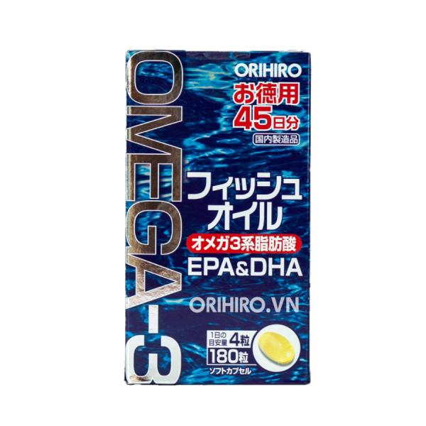 Viên uống dầu cá omega-3 hỗ trợ tim mạch Orihiro 180 viên